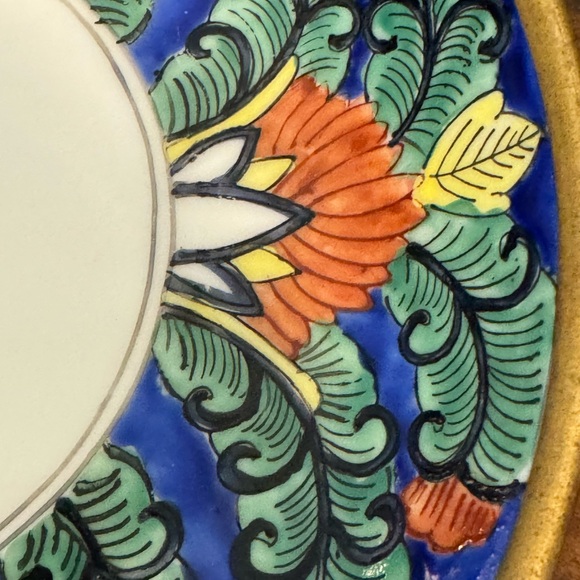 Vintage Brass and Enamel Handpainted Decorative Low Bowl - Picture 3 of 8